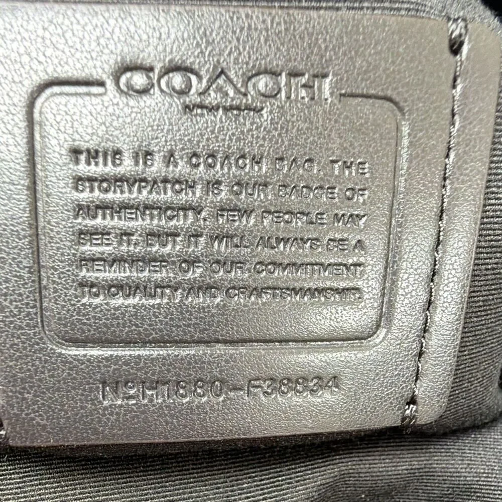 Coach Gray Medium Backpack Studded Zip Closure Adjustable Strap Pockets Lined